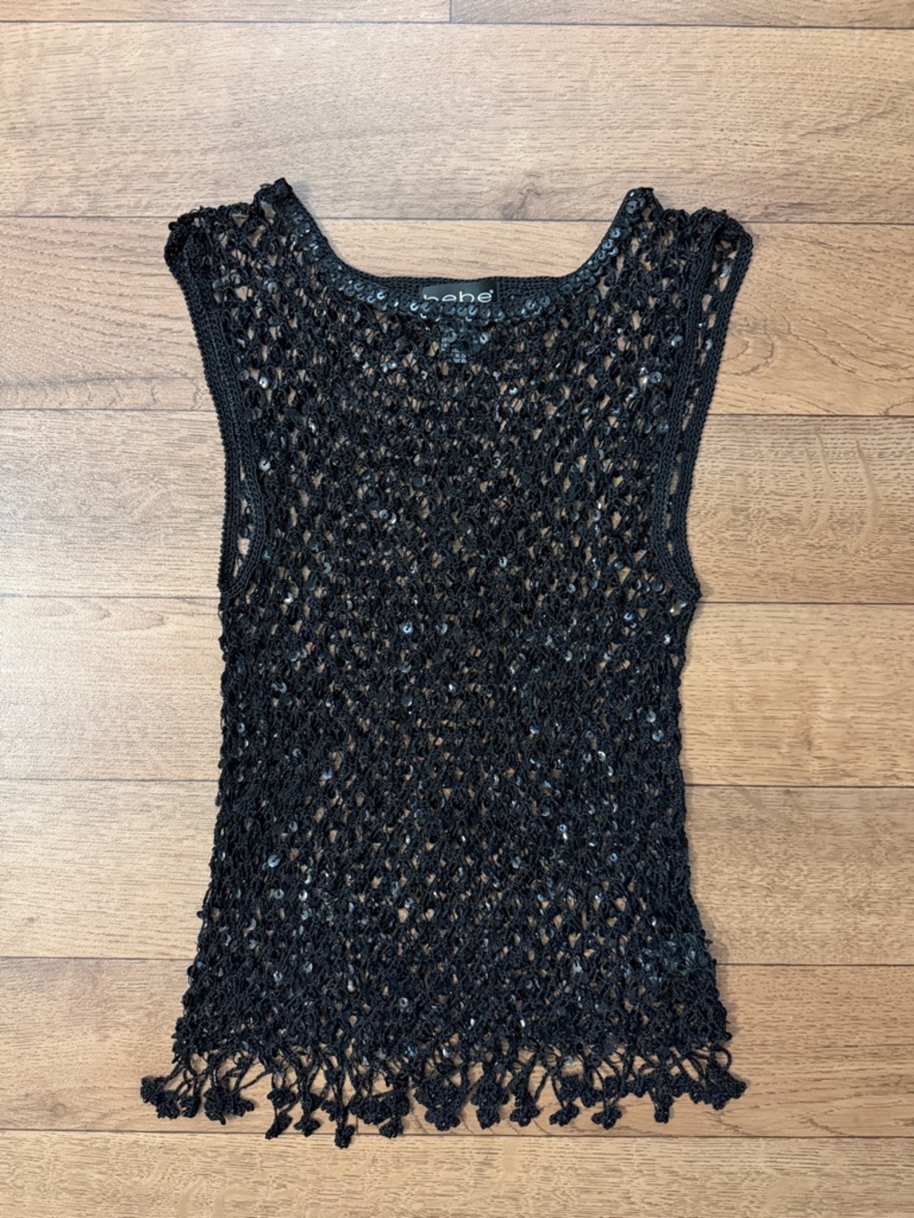 Y2K Bebe Size Medium Sequins Tank Top Black Whimsygoth Sexy Festival Rave Party